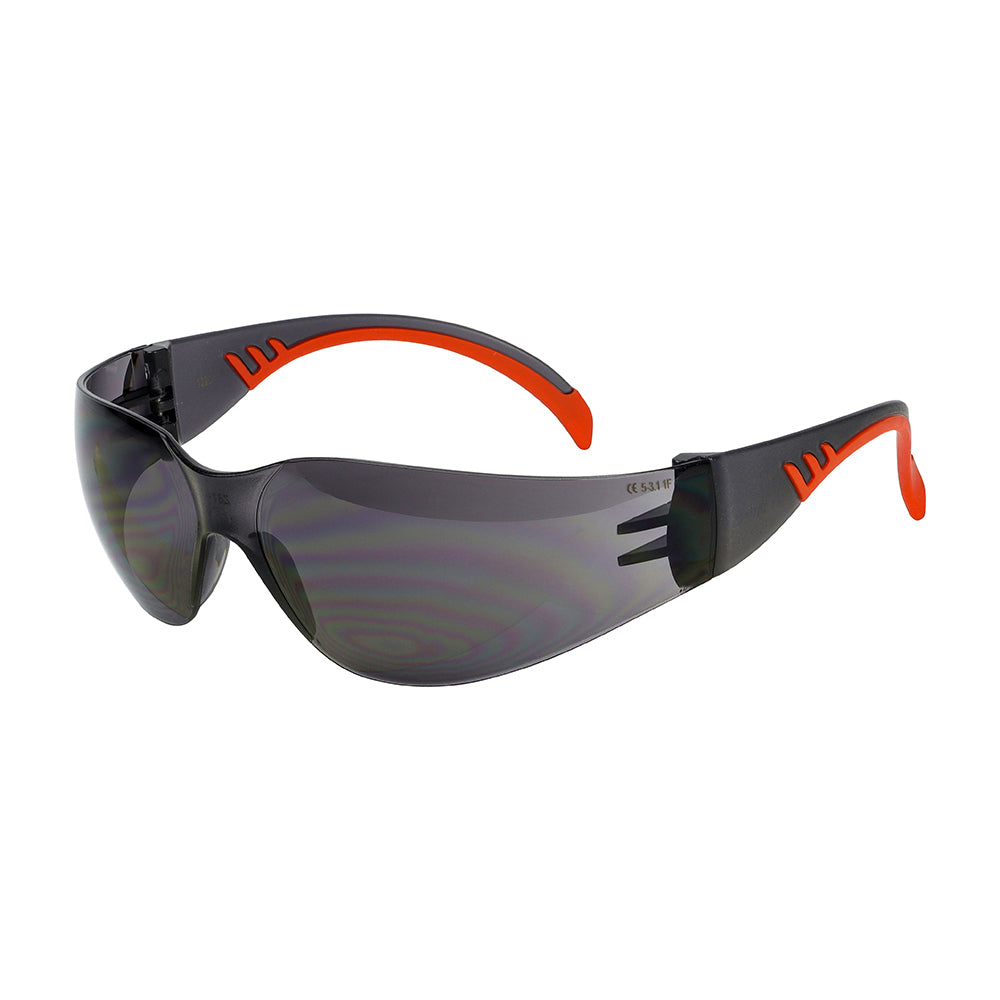 (BAG OF 1) Comfort Smoke Safety Glasses – One Size UV Protection Eyewear with Anti-Scratch Lenses & Frameless Design