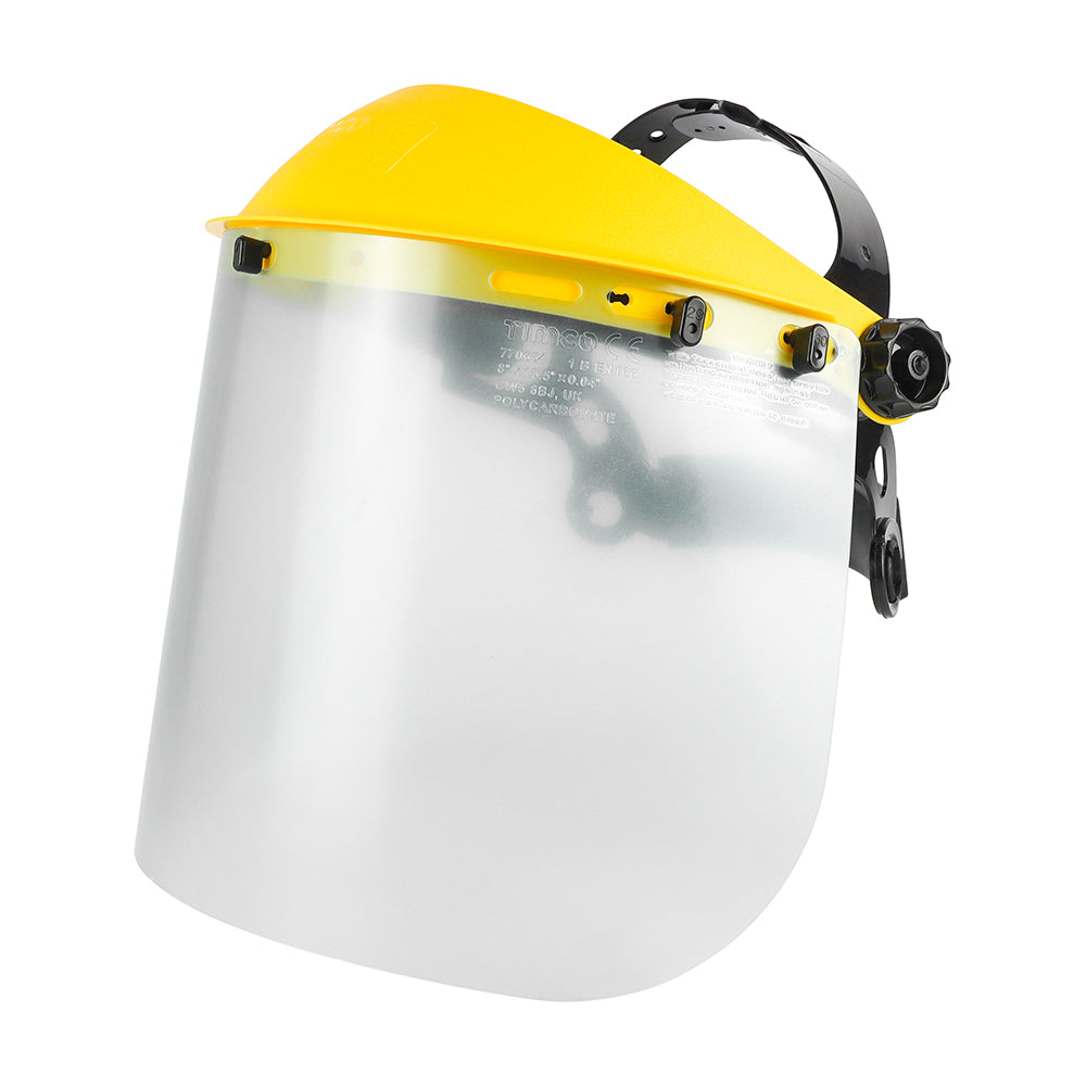 (BAG OF 1) Clear Face Shield – Adjustable Full Face Visor with Brow Guard – EN 166 3 B Certified