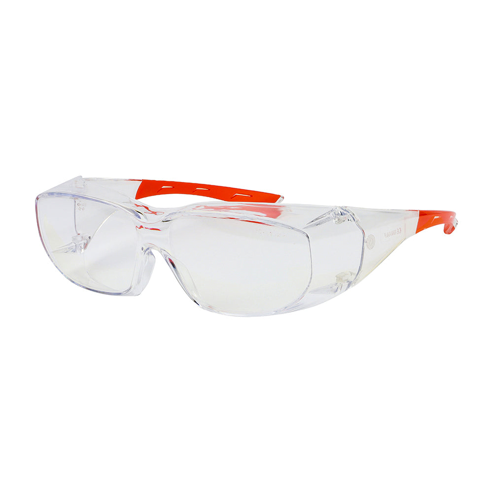 (BAG OF 1) Slimfit Overspecs Safety Glasses – Clear Polycarbonate Lens – Low Profile Fit Over Spectacles – UV Protection – EN 166 F Certified
