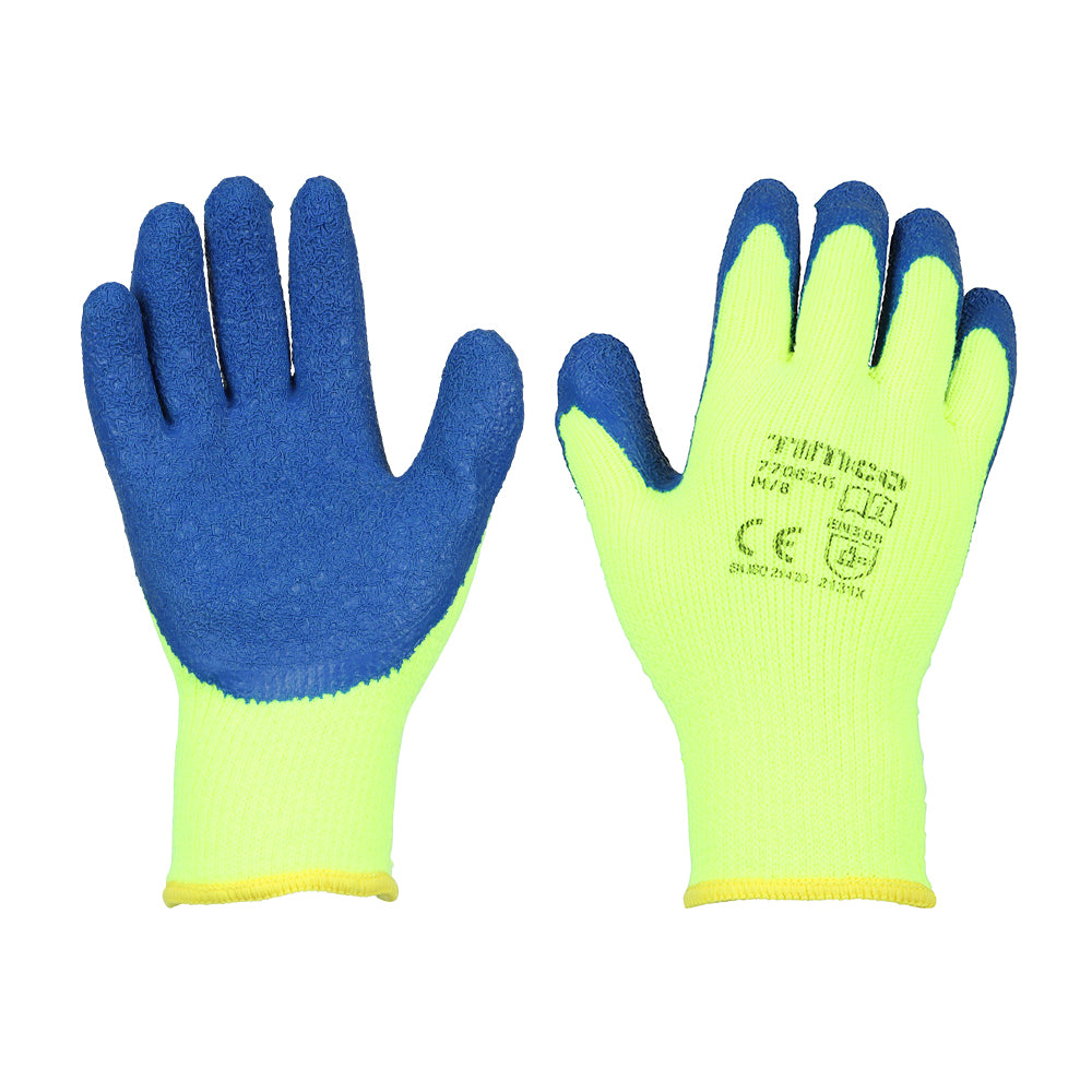 (1 PAIR) Warm Grip Gloves M/L/XL– Crinkle Latex Coated Polyester – Thermal Insulated Work Gloves for Cold Weather