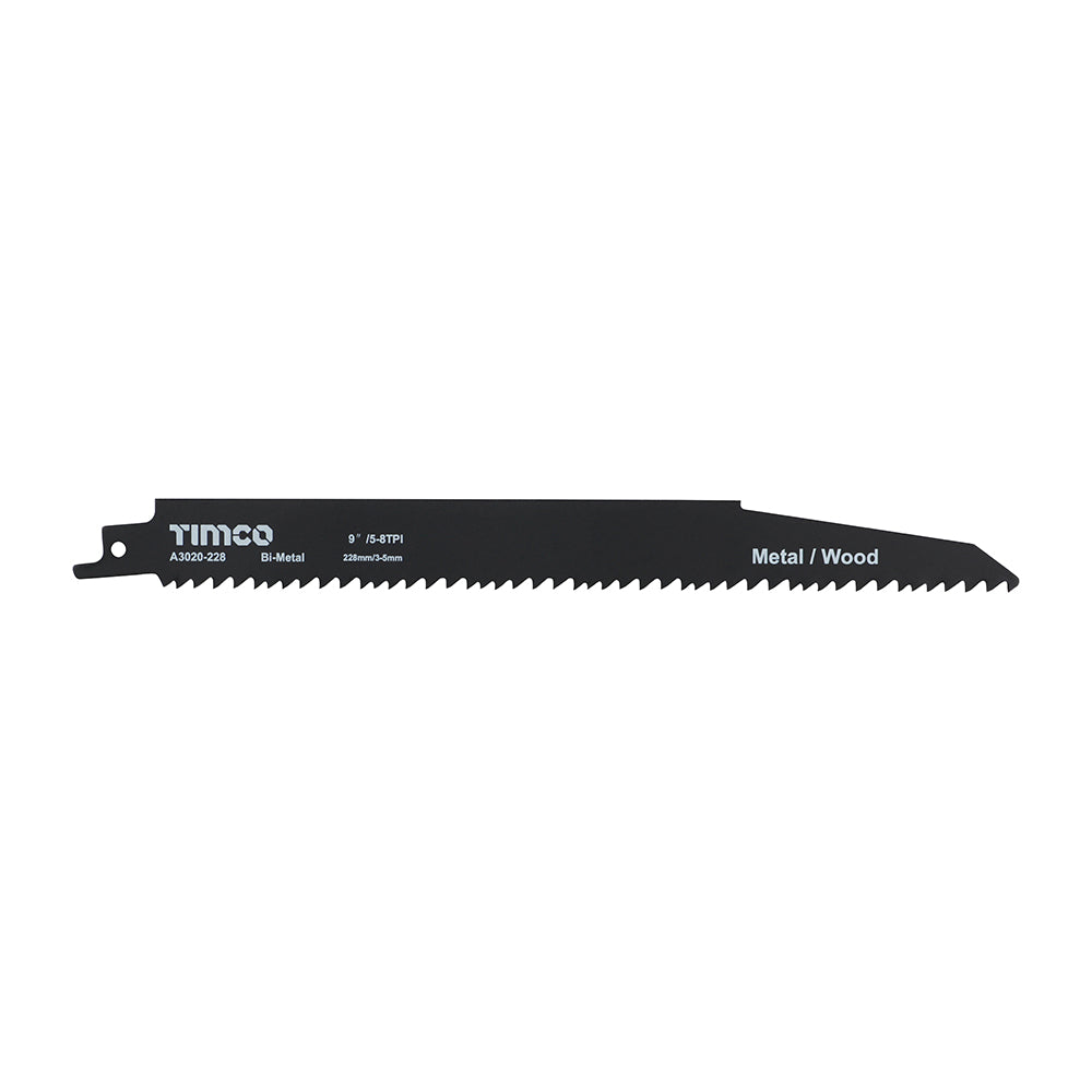 228mm - TIMCO Reciprocating Saw Blades β Wood with Nails Cutting β  Bi-Metal β S1110VF | Bosch Equivalent - Pack of 5 (A3020-228)