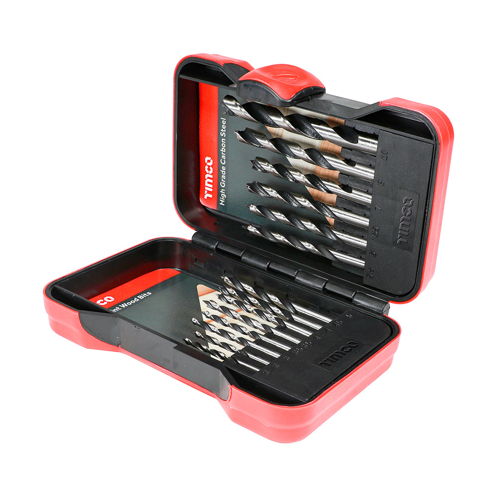 Brad Point Wood Bit Set 15 Piece HSS Drill Kit with Weatherproof Case ...