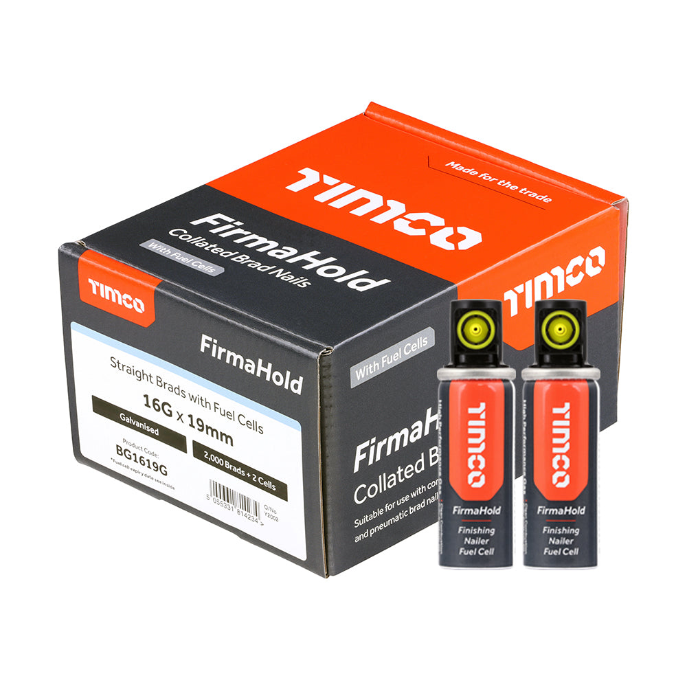 Timco - FirmaHold Collated - Straight Brad Nails & Fuel Cells - 16 Gauge With Gas