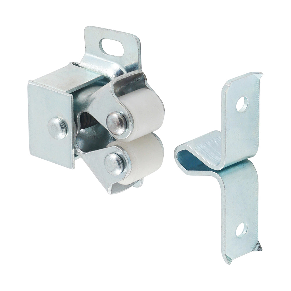 (PACK OF 2) 28 x 32 x 1mm Double Roller Catches – Zinc Cupboard & Cabinet Door Closures