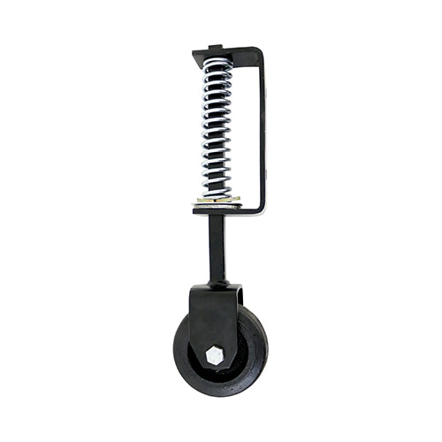 370mm Heavy Duty Spring Loaded Field Gate Wheel - Black with Adjustable Support