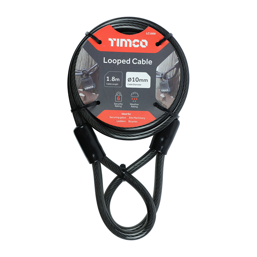 Looped Security Cable – Weather Resistant Braided Steel with Protective Vinyl Coating