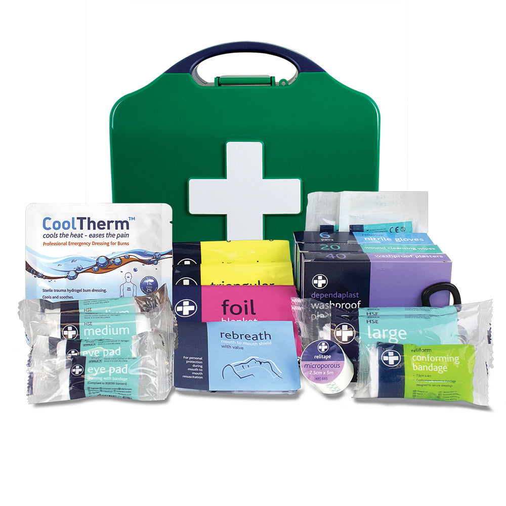 Workplace First Aid Kit – BS8599-1:2019 British Standard Compliant, Wall Mountable Polypropylene Case (1 Each)