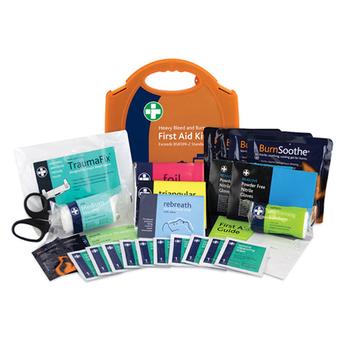Small Heavy Bleed & Burns First Aid Kit – Workplace Emergency Trauma & Burn Dressing Case (1 Each) – MEDX050
