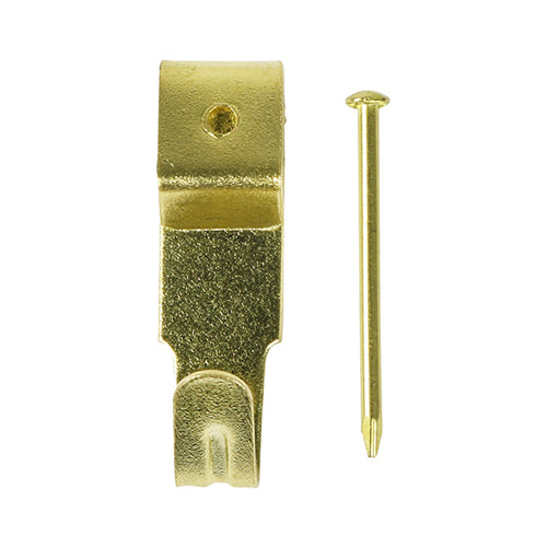 Mixed Picture Hanging Hooks – Electro Brass Wall Mounting Kit for Frames & Artwork | Assorted Sizes | Pack of 8 Pieces