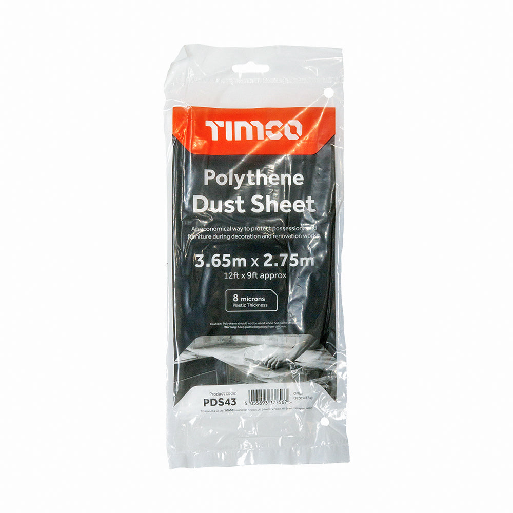 TIMCO Large Clear Polythene Dust Sheet – Waterproof Protection for Decorating & Renovation
