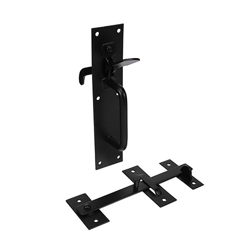 205 x 45mm - Suffolk Latch – Black | Traditional Garden Gate Latch & Shed Door Locking Handle (Pack of 1)
