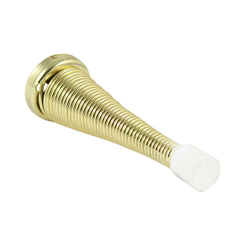 78 x 24mm Spring Door Stops – Electro Brass Wall & Skirting Mounted Door Stoppers | Prevent Wall Damage | Pack of 2 Pieces