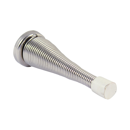 78 x 24mm Spring Door Stops – Nickel Wall & Skirting Mounted Door Stoppers | Prevent Wall Damage | Pack of 2 Pieces