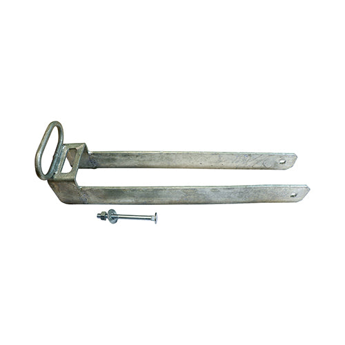 Throw-Over Gate Loop with Lifting Handle - Hot Dipped Galvanised - Double Gate Lock with Fixings - Pack of 1