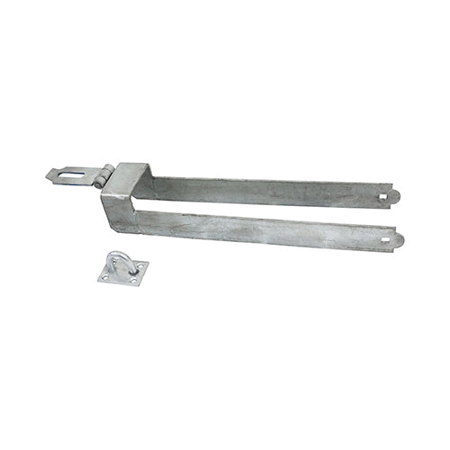450mm Throw-Over Locking Gate Loop - Hot Dipped Galvanised - Secure Double Gate Lock with Hasp & Staple - Pack of 1