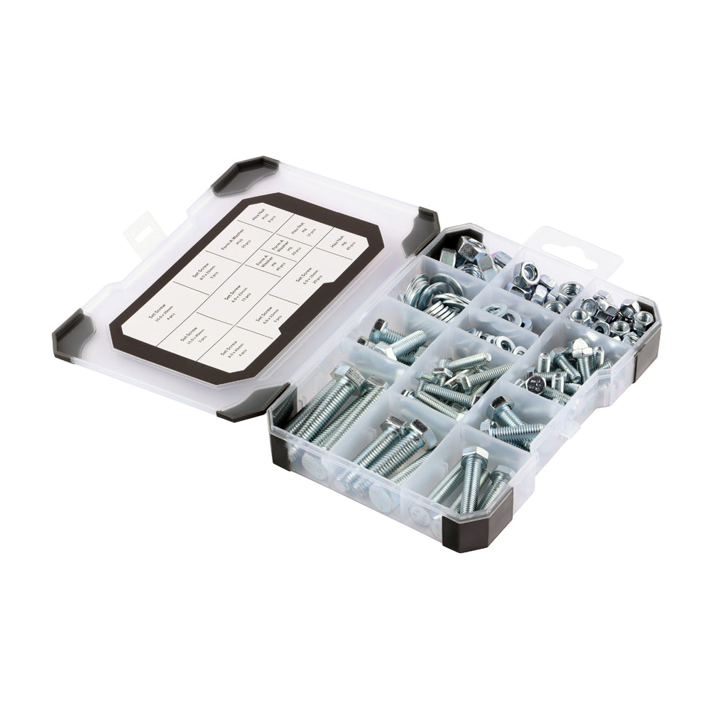 (199 pcs) 200 x 130 x 32mm Mixed Tray – A2 Stainless Steel Set Screws, Nuts & Washers Assortment