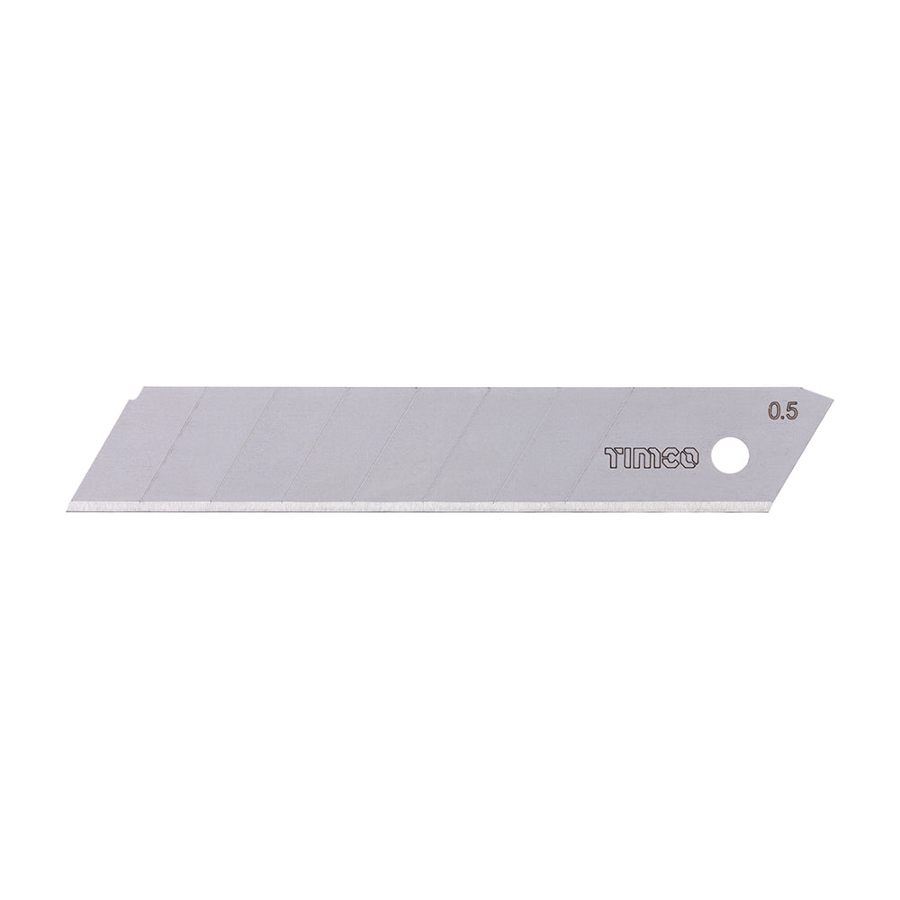TIMCO 100 x 18 x 0.6 mm Snap Off Utility Knife Blades – 18 mm SK2 Steel Replacement Blades for Retractable Knives (Pack of 10)