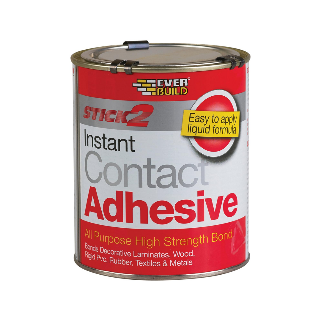 750ml All-Purpose Instant Contact Adhesive – Everbuild Stick2 – Interior & Exterior Rubber-Based Formula with Excellent Weathering