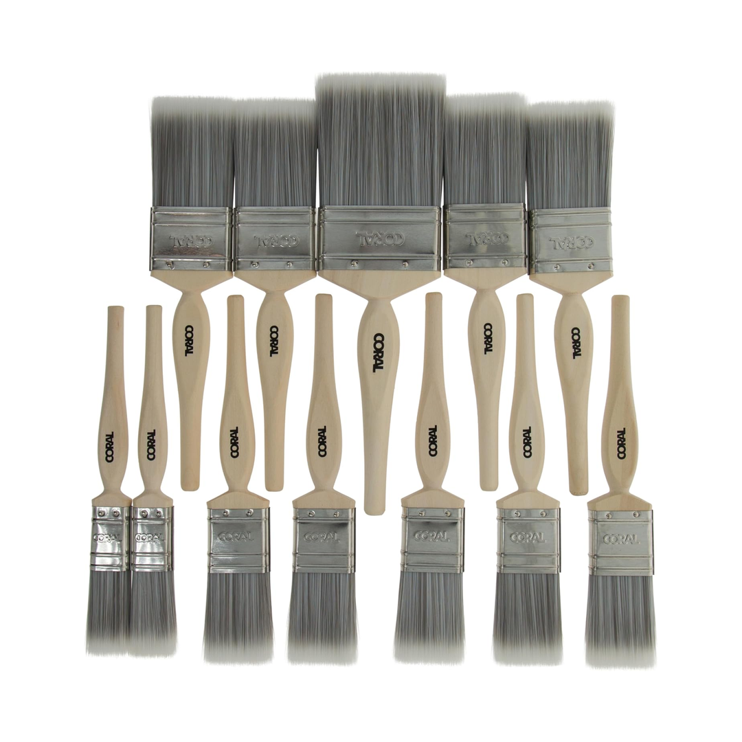 (PACK OF 12) Coral Painter’s 31409 Dozen Paint Brushes – 12 Piece Trade Pro Decorators Set - 2x 1", 5x 1.5", 4x 2", 3" | FSC Wood Handles