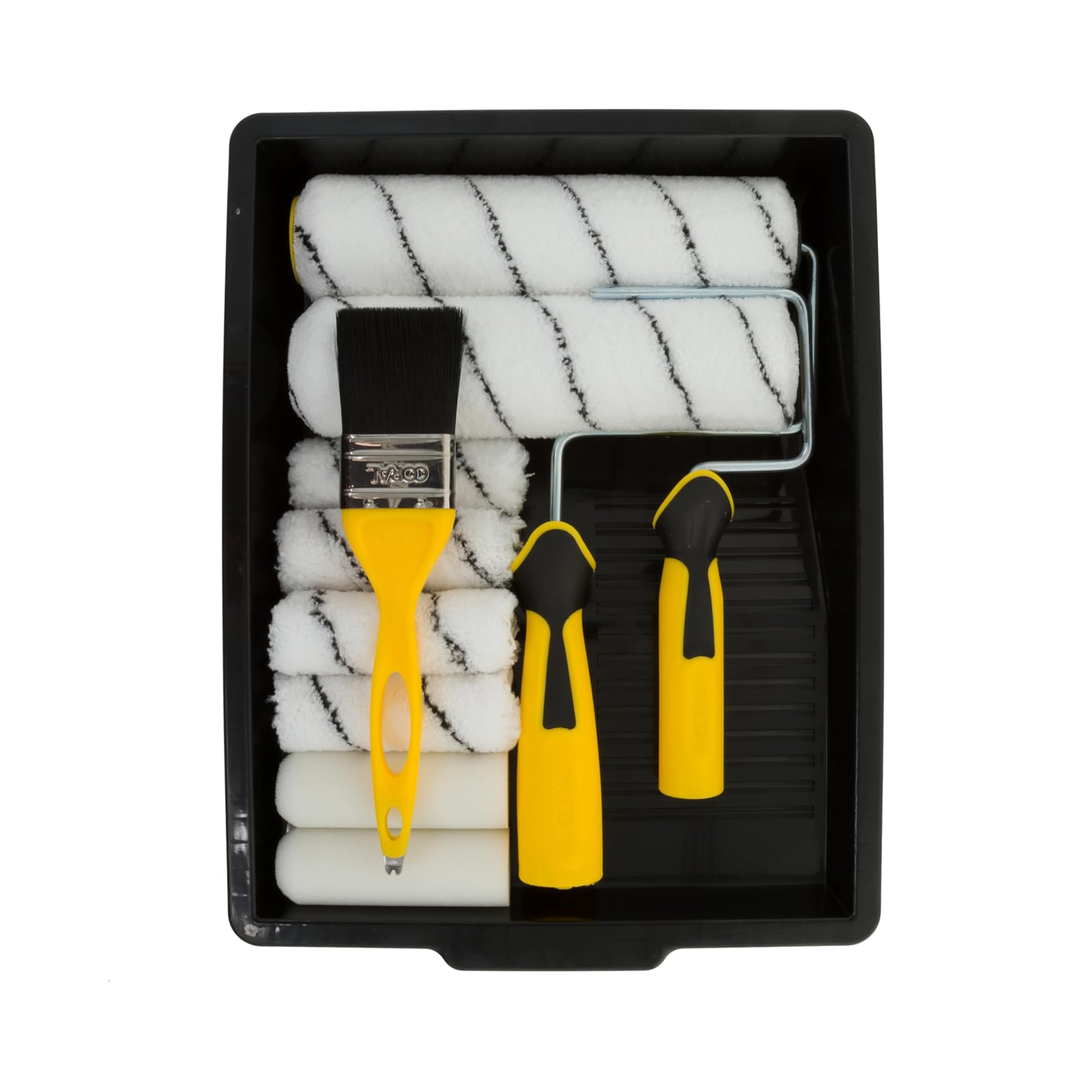 (12 PIECE KIT) Coral 10501 Easy Coater Paint Kit with Headlock, Mini Roller Frame & Hybrid Brush – 12 Piece Decorating Set