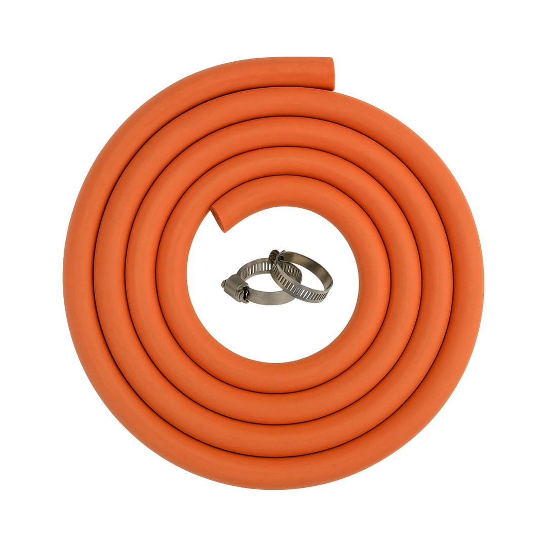 High Pressure LPG Gas Piping With 2 Hose Clips For Cooker with Clips for BBQ Tool, Patio Heater, Camping Stove (7 Sizes)
