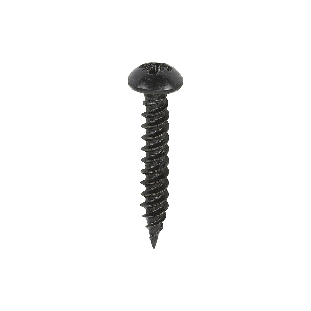 Blackjax PZ Round Black Woodscrews – Twin Thread Partially Threaded Screw for Black Ironmongery