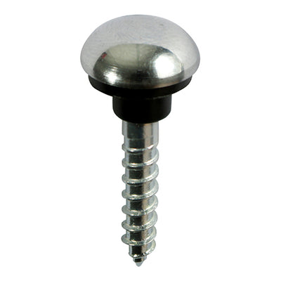 Mirror Hanging Screws Zinc with Chrome Dome Cap – Decorative Fixings with Rubber Washer