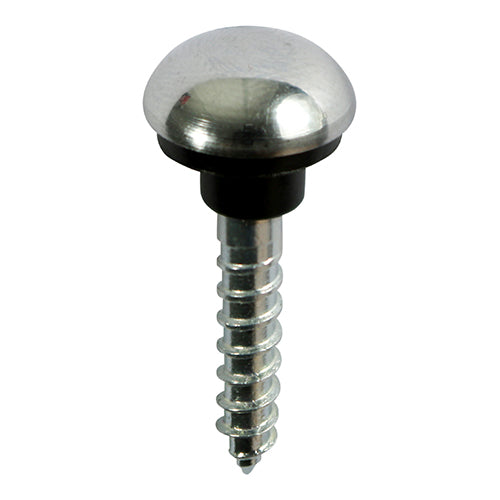 Mirror Hanging Screws Zinc with Chrome Dome Cap – Decorative Fixings with Rubber Washer