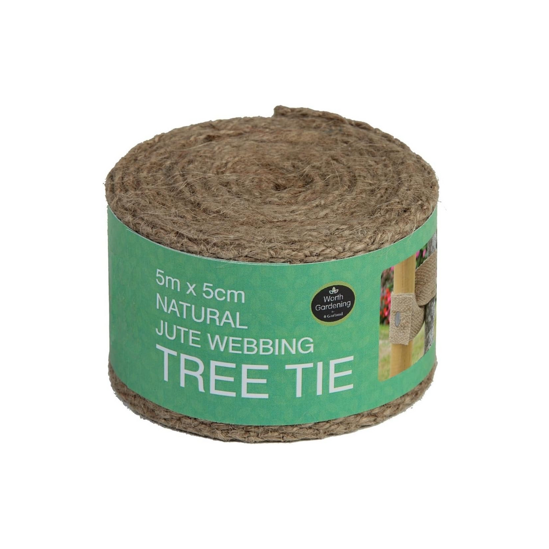 5m x 5cm Garland Natural Tree Tie Jute Webbing – Strong Gentle Biodegradable Garden Tree Support Strap