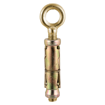 M10 Forged Eye Bolts with Shield Anchors – Zinc & Yellow Passivated Carbon Steel Fixings for Ropes, Cables & Wall Mounting (PACK OF 2)