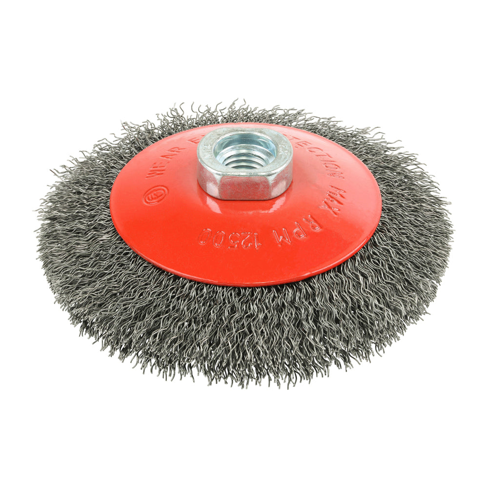 115mm Angle Grinder Bevel Brush – Crimped Stainless Steel, Wire Brush for Rust, Paint & Weld Cleaning - Pack of 1 - Red (115TBC)