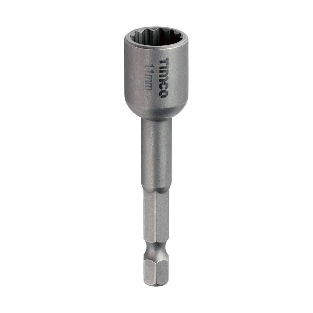 11 × 65 mm - Bi-Hex Magnetic Socket Driver Bit – ¼″ Nut Setter - Pack of 1 (11BHSDB)