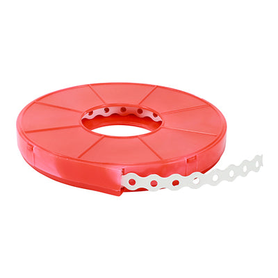 12mm x 10m White Coloured Fixing Band – Galvanised Steel Perforated Strap for Pipework, Cables & General Repairs (BAG OF 1)