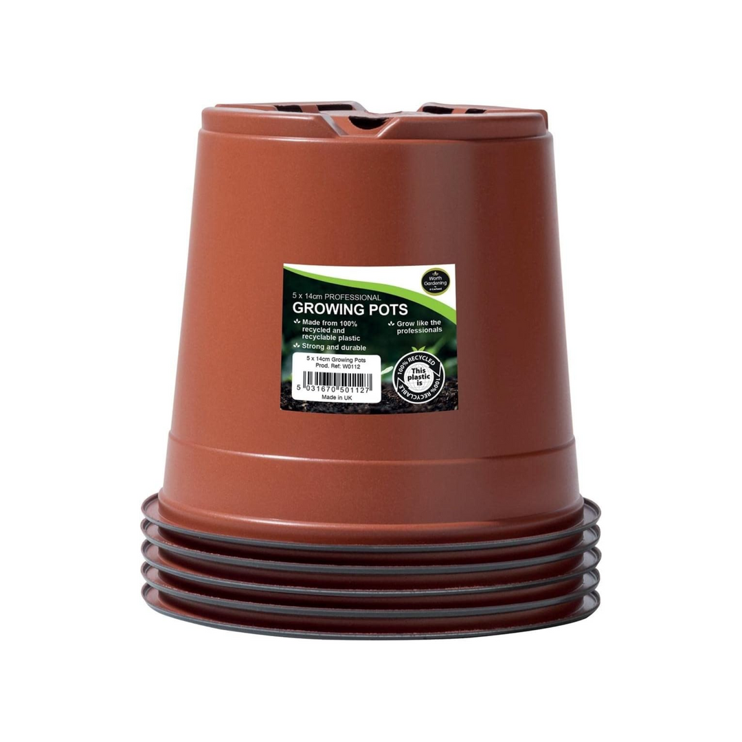 14cm Professional Growing Pots – Garland W0112 – Recycled Plastic Plant Containers – Pack of 5