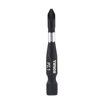 No. 1 × 50 mm TIMCO Impact Driver Bits – PZ | Hex Shank, Torsion Zone, Black Phosphate - Pack of 5