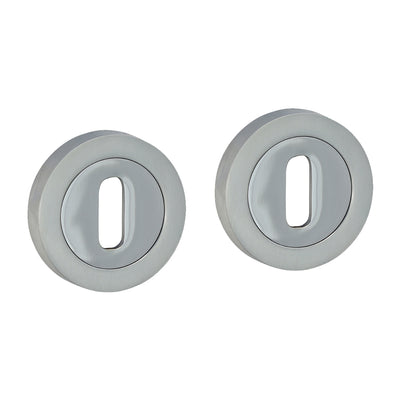 51mm Standard Profile Escutcheon | Polished & Satin Chrome Keyhole Cover | Zinc Material