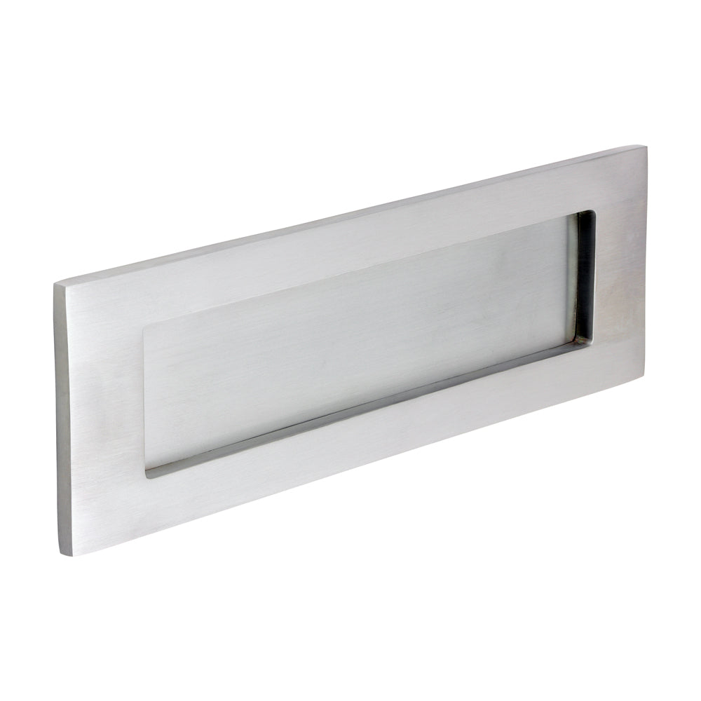 250x74mm Victorian Letter Plate | Satin Chrome External Mail Slot Front Door Brass