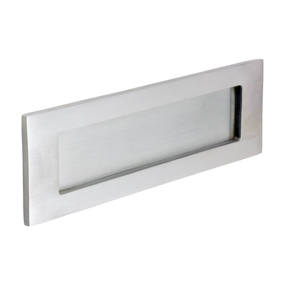 250x74mm Victorian Letter Plate | Satin Chrome External Mail Slot Front Door Brass