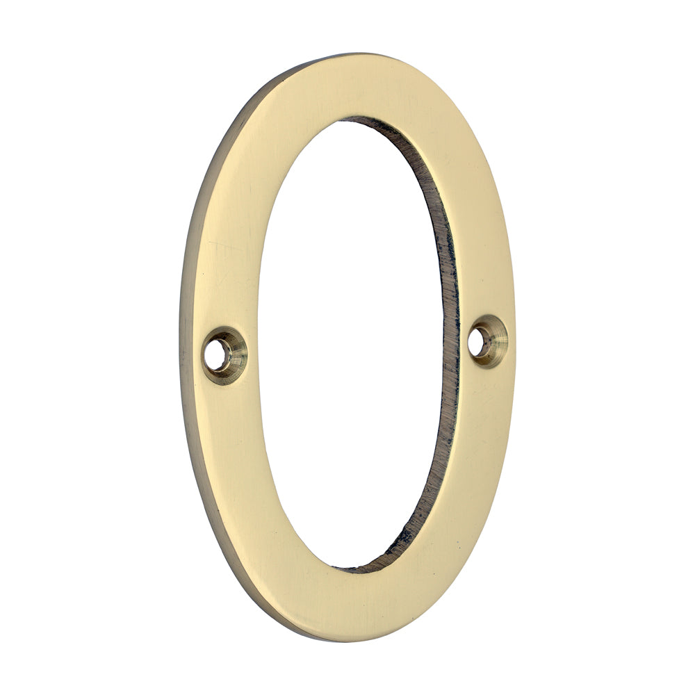 81mm Door Numeral 0 | Polished Brass House Number Solid Brass 3.2 Inch