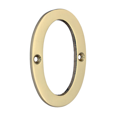 81mm Door Numeral 0 | Polished Brass House Number Solid Brass 3.2 Inch