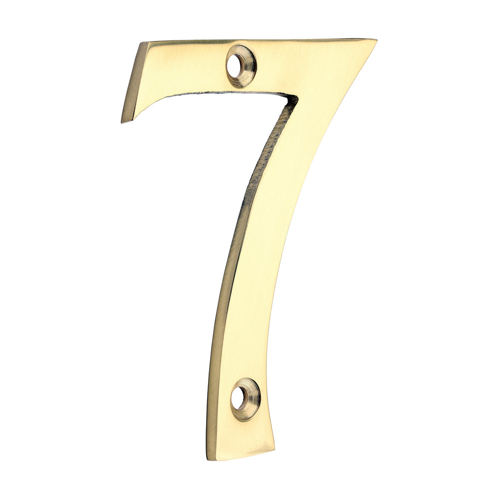 75mm Door Numeral 7 | Polished Brass House Number 3 Inch Traditional Hardware
