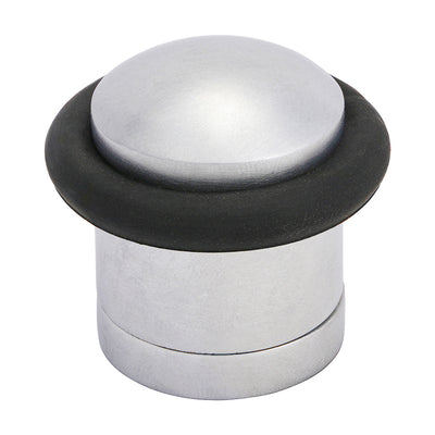41mm Satin Chrome Floor-Mounted Cylinder Door Stop with Concealed Fixings & Rubber Buffer (PACK OF 1)