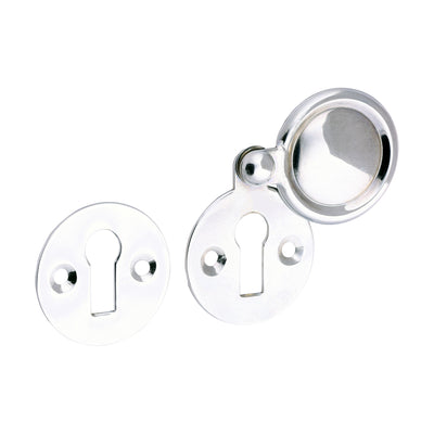 32mm Pair of Escutcheons | Polished Chrome Traditional Pattern Keyhole Cover Door Lock Rose