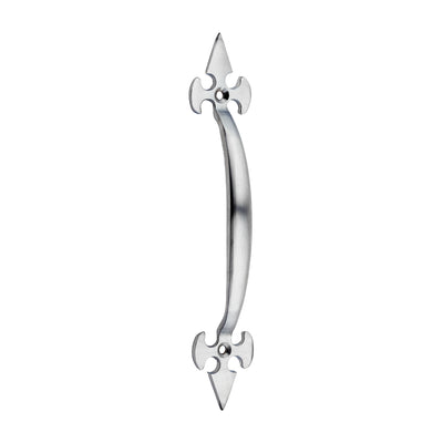 Fleur De Lys Pull Handle – Satin Chrome Solid Brass Fleur-de-Lis Door Pull