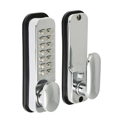142x41mm Push Button Digital Lock | Polished Chrome Keypad Entry | Mechanical Security