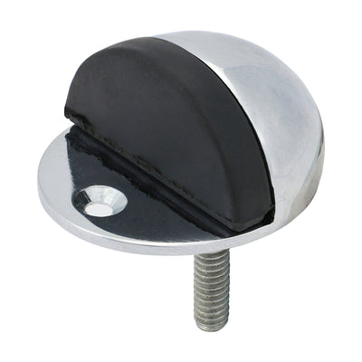 47mm Polished Chrome Oval Floor-Mounted Door Stop with Rubber Buffer & Fixings (PACK OF 1)
