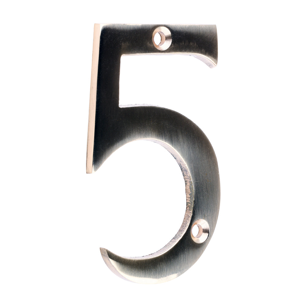 75mm Door Numeral 5 | Polished Brass House Number Solid Brass 3 Inch