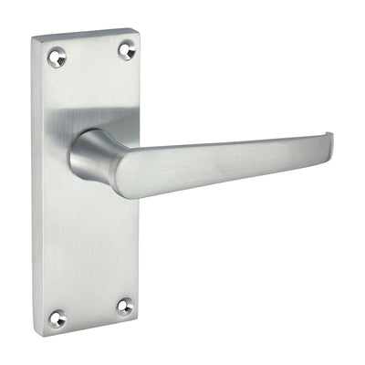 Victorian Straight Lock Handles | Satin Chrome Lever Set | Internal & External Use