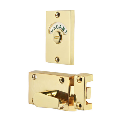 66mm Electro Brass Indicator Bolt – Vacant/Engaged Toilet & Cubicle Door Lock with Coin Release (PACK OF 1)