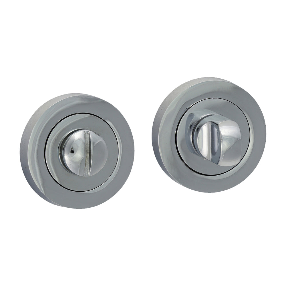 51mm Bathroom Thumb Turn And Release | Contemporary Internal WC Door Lock | Screw On Rose